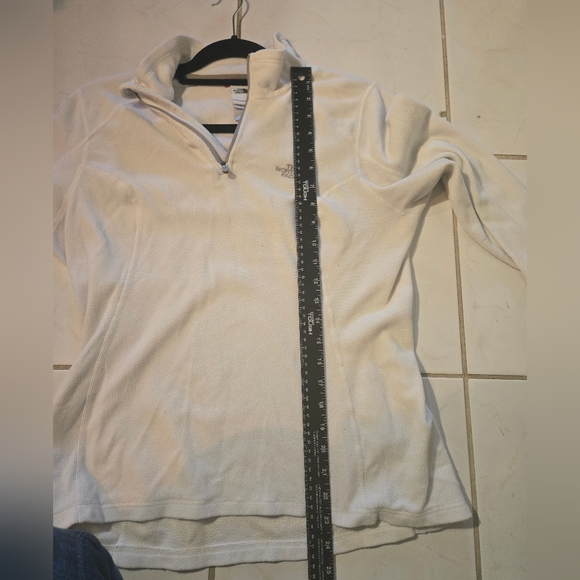 North Face 1/4 zip fleece pullover polartec lightweight Sweatshirt winter white - Picture 7 of 11